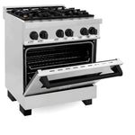 ZLINE Autograph Edition 30 in. 4.0 cu. ft. Dual Fuel Range with Gas Stove and Electric Oven in Stainless Steel with Matte Black Accents4