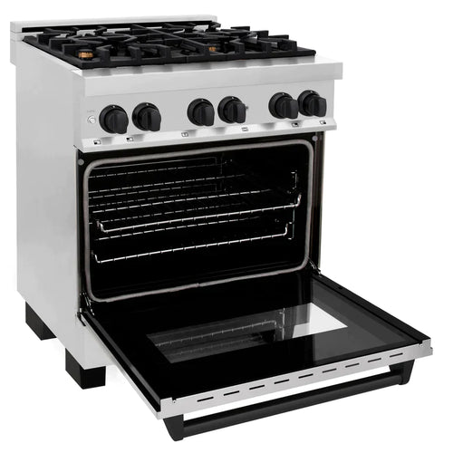 ZLINE Autograph Edition 30 in. 4.0 cu. ft. Dual Fuel Range with Gas Stove and Electric Oven in Stainless Steel with Matte Black Accents 5