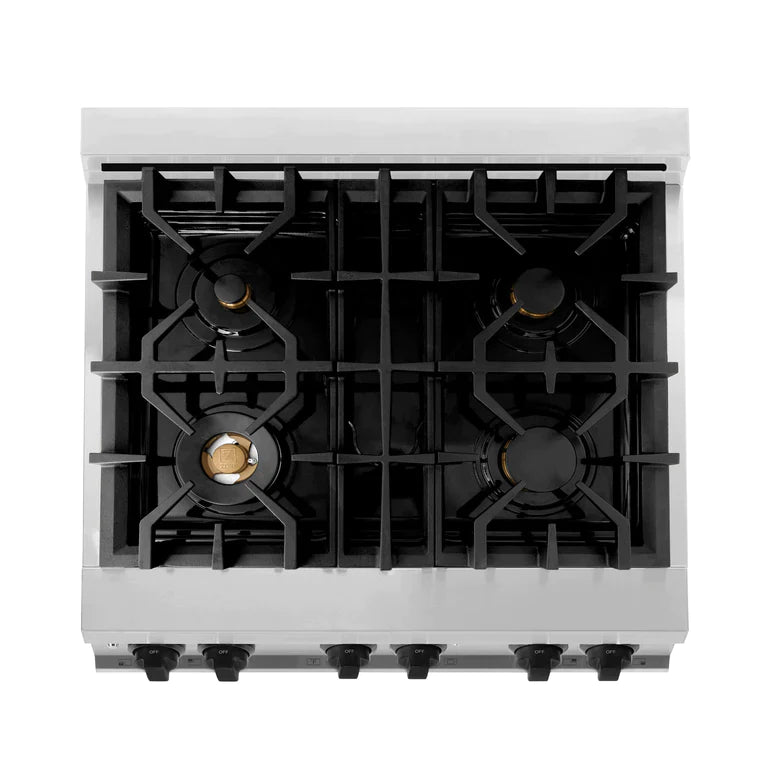 ZLINE Autograph Edition 30 in. 4.0 cu. ft. Dual Fuel Range with Gas Stove and Electric Oven in Stainless Steel with Matte Black Accents 6