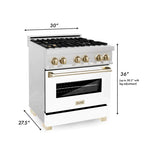 ZLINE Autograph Edition 30 in. Range, Gas Burner/Electric Oven in DuraSnow® Stainless Steel with White Matte Door and Gold Accents9