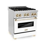 ZLINE Autograph Edition 30 in. Range, Gas Burner/Electric Oven in Stainless Steel with White Matte Door and Gold Accents2