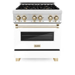 ZLINE Autograph Edition 30 in. Range, Gas Burner/Electric Oven in Stainless Steel with White Matte Door and Gold Accents 12