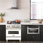 ZLINE Autograph Edition 30 in. Range, Gas Burner/Electric Oven in Stainless Steel with White Matte Door and Gold Accents 5
