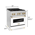 ZLINE Autograph Edition 30 in. Range, Gas Burner/Electric Oven in Stainless Steel with White Matte Door and Gold Accents9