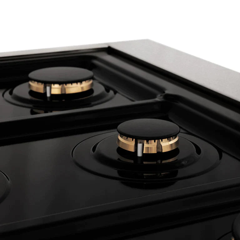 ZLINE Autograph Edition 30 in. Range with Gas Burner/Electric Oven in DuraSnow® Stainless Steel with Gold Accents