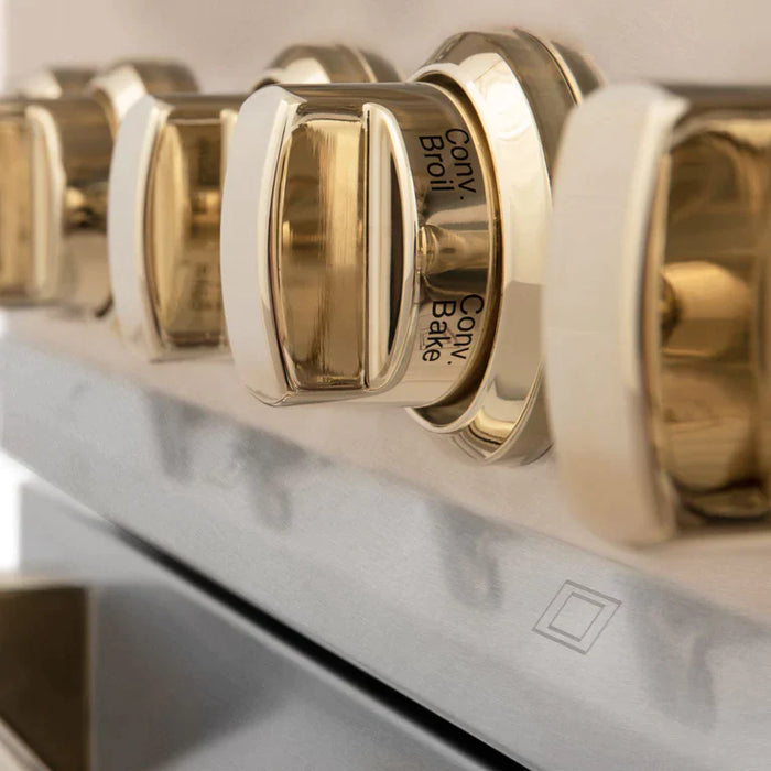 ZLINE Autograph Edition 30 in. Range with Gas Burner/Electric Oven in DuraSnow® Stainless Steel with Gold Accents