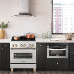ZLINE Autograph Edition 30 in. Range with Gas Burner/Electric Oven in DuraSnow® Stainless Steel with Gold Accents2