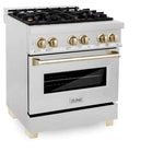 ZLINE Autograph Edition 30 in. Range with Gas Burner/Electric Oven in DuraSnow® Stainless Steel with Gold Accents5