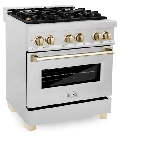 ZLINE Autograph Edition 30 in. Range with Gas Burner/Electric Oven in DuraSnow® Stainless Steel with Gold Accents 5