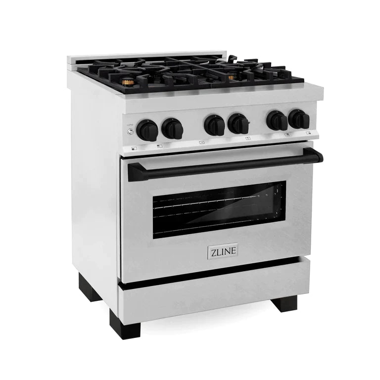 ZLINE Autograph Edition 30 in. Range with Gas Burner/Electric Oven in DuraSnow® Stainless Steel with Matte Black Accents 2