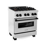 ZLINE Autograph Edition 30 in. Range with Gas Burner/Electric Oven in DuraSnow® Stainless Steel with Matte Black Accents2