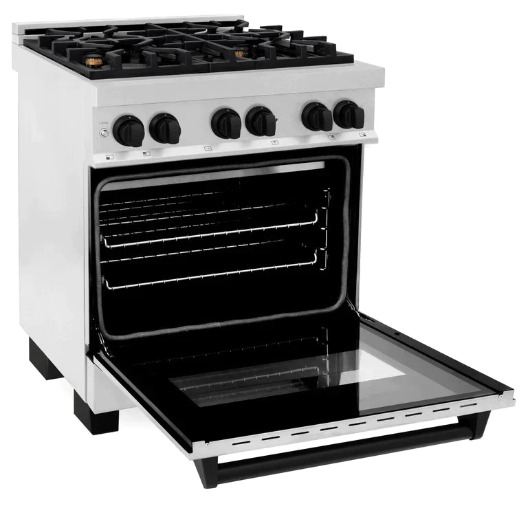 ZLINE Autograph Edition 30 in. Range with Gas Burner/Electric Oven in DuraSnow® Stainless Steel with Matte Black Accents 3