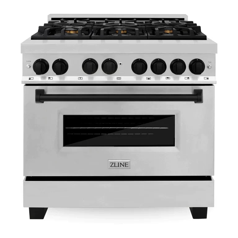 ZLINE Autograph Edition 36 in. 4.6 cu. ft. Dual Fuel Range with Gas Stove and Electric Oven in Stainless Steel with Matte Black Accents 11