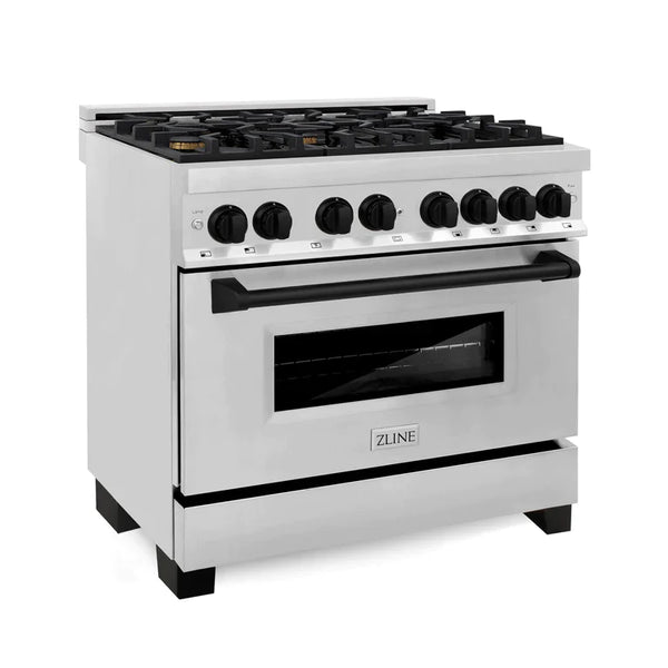 ZLINE Autograph Edition 36 in. 4.6 cu. ft. Dual Fuel Range with Gas Stove and Electric Oven in Stainless Steel with Matte Black Accents 2