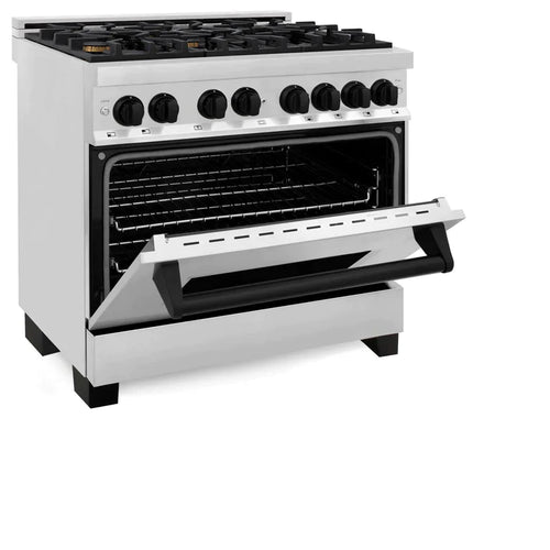 ZLINE Autograph Edition 36 in. 4.6 cu. ft. Dual Fuel Range with Gas Stove and Electric Oven in Stainless Steel with Matte Black Accents 5