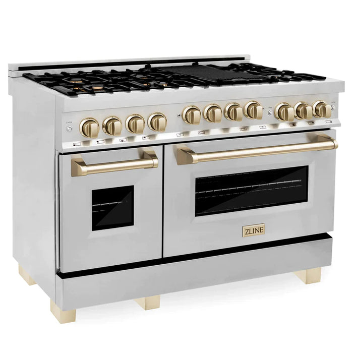 ZLINE Autograph Edition 48 Inch 6.0 cu. ft. Gas Range in Stainless Steel with Gold Accents