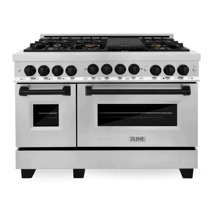 ZLINE Autograph Edition 48 Inch 6.0 cu. ft. Gas Range in Stainless Steel with Matte Black Accents