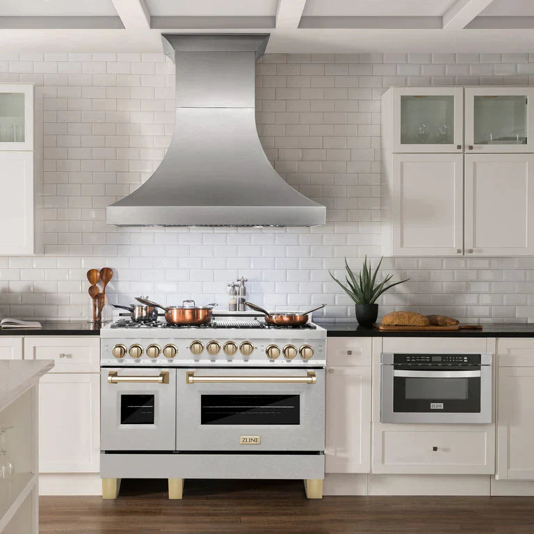 ZLINE Autograph Edition 48 Inch 6.0 cu. ft. Gas Range in DuraSnow® Stainless Steel with Gold Accents