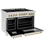 ZLINE Autograph Edition 48 Inch 6.0 cu. ft. Gas Range in DuraSnow® Stainless Steel with Gold Accents2