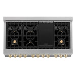 ZLINE Autograph Edition 48 Inch 6.0 cu. ft. Gas Range in DuraSnow® Stainless Steel with Gold Accents 7