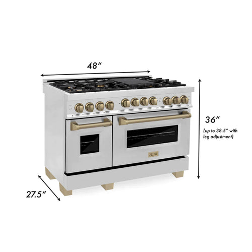 ZLINE Autograph Edition 48 Inch 6.0 cu. ft. Range with Gas Stove and Gas Oven in Stainless Steel with Champagne Bronze Accents 5