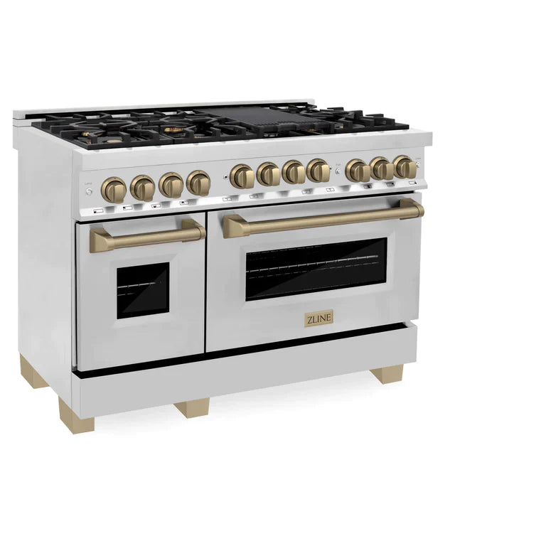 ZLINE Autograph Edition 48 Inch 6.0 cu. ft. Range with Gas Stove and Gas Oven in Stainless Steel with Champagne Bronze Accents 2