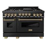 ZLINE Autograph Edition 48" 6.0 cu. ft. Range with Gas Stove and Gas Oven in Black Stainless Steel with Champagne Bronze Accents5