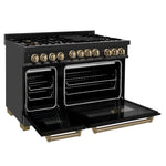 ZLINE Autograph Edition 48" 6.0 cu. ft. Range with Gas Stove and Gas Oven in Black Stainless Steel with Champagne Bronze Accents 2