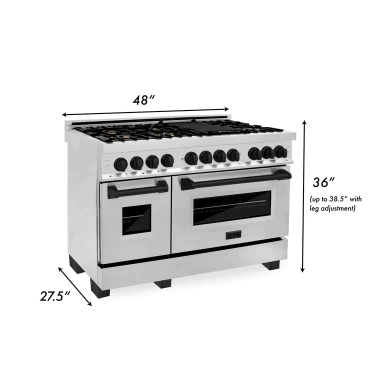 ZLINE Autograph Package - 48 In. Dual Fuel Range, Range Hood in Stainless Steel with Accents 7