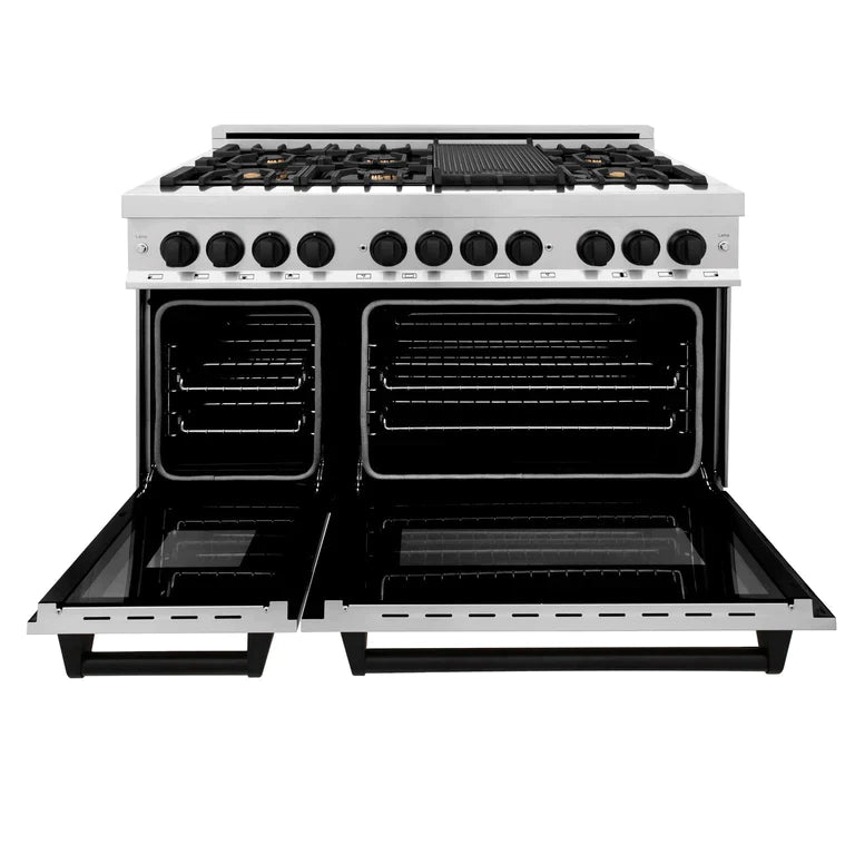 ZLINE Autograph Package - 48 In. Dual Fuel Range, Range Hood in Stainless Steel with Accents 3