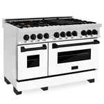 ZLINE Autograph Package - 48 In. Dual Fuel Range and Range Hood with White Matte Door and Accents 4