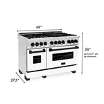 ZLINE Autograph Package - 48 In. Dual Fuel Range and Range Hood with White Matte Door and Accents8