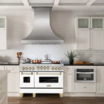 ZLINE Autograph Edition 48 in. Gas Range in DuraSnow® with White Matte Door and Gold Accents1