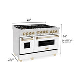 ZLINE Autograph Edition 48 in. Gas Range in DuraSnow® with White Matte Door and Gold Accents5