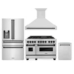 ZLINE 48" Autograph Edition Kitchen Package with Stainless Steel Dual Fuel Range, Range Hood, Dishwasher and Refrigeration with Accents12