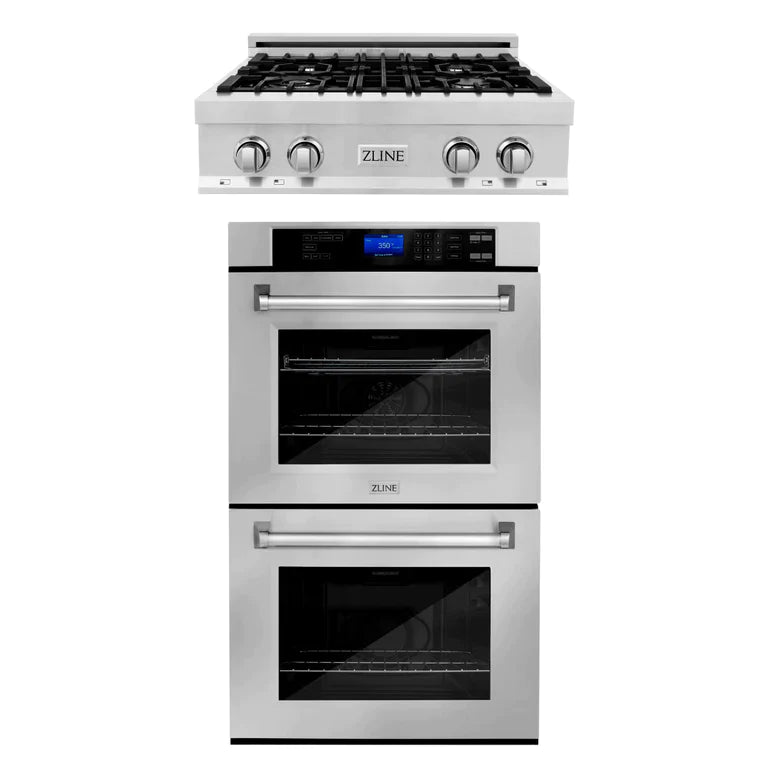 ZLINE Kitchen Package with Stainless Steel Rangetop and Double Wall Oven 1