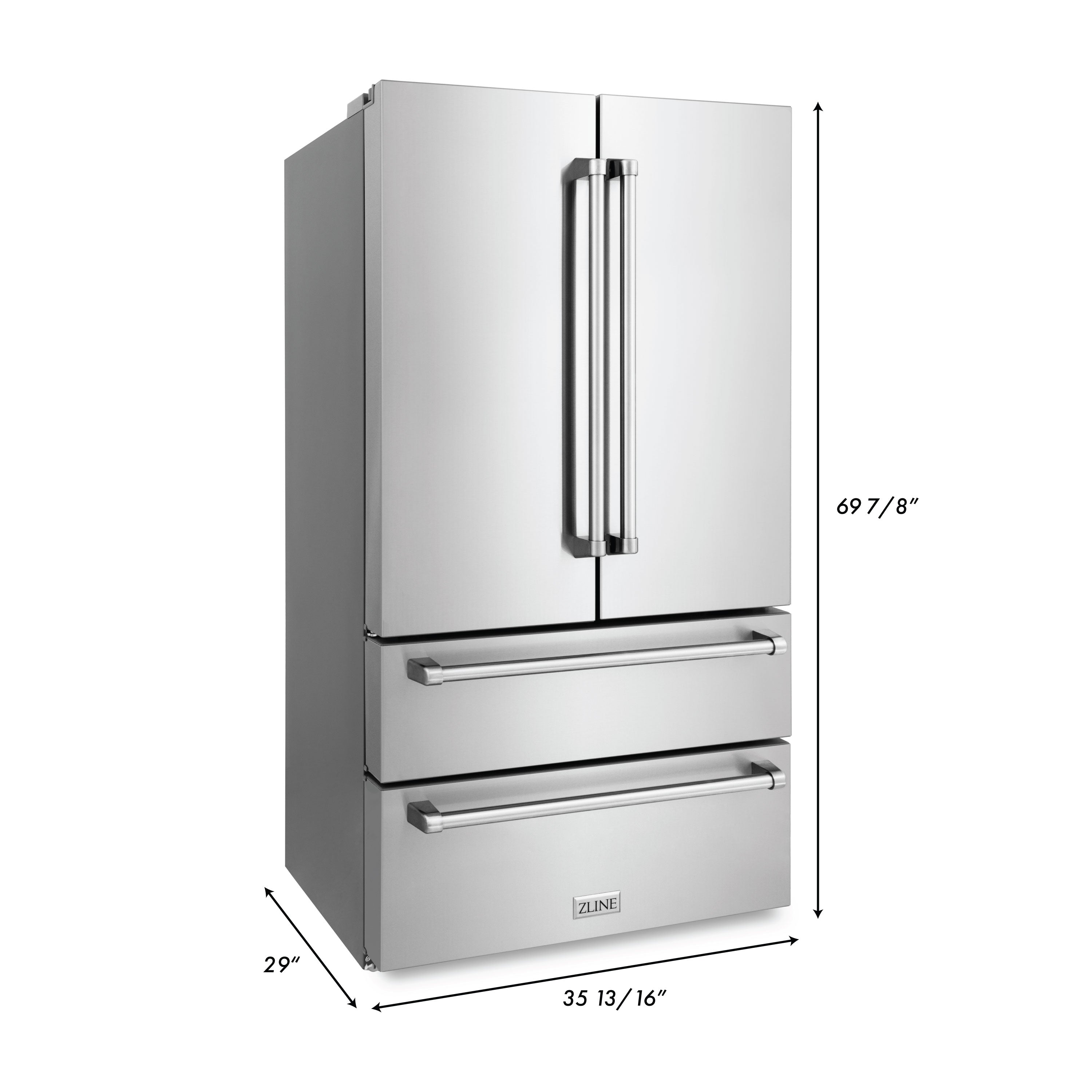 ZLINE Stainless Steel Refrigerator with Freestanding French Doors & Ice Maker - 36-Inch, 22.5 Cu. Ft. 9