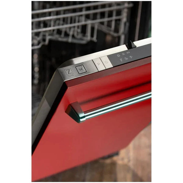 ZLINE 18 in. Top Control Dishwasher in Red Matte Stainless Steel 4