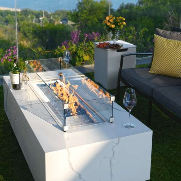 Elementi Plus Carrara Marble Pocelain Fire Table OFP121BW thumbnail image
