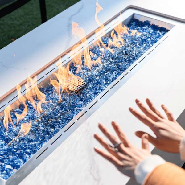 Elementi Plus Carrara Marble Pocelain Fire Table OFP121BW thumbnail image