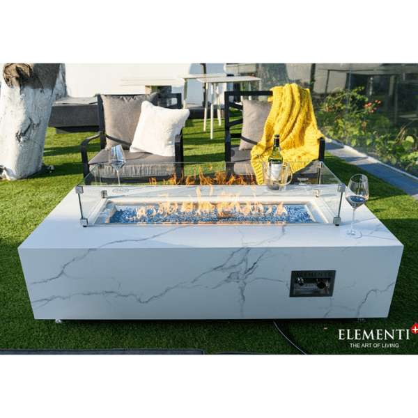 Elementi Plus Carrara Marble Pocelain Fire Table OFP121BW thumbnail image
