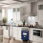 ZLINE 24 in. Professional Gas Burner/Electric Oven DuraSnow® Stainless Steel Range with Blue Gloss Door 7