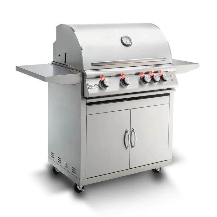 Blaze Freestanding Premium LTE Marine Grade 32-Inch 4-Burner Gas Grill With Rear Infrared Burner & Grill Lights