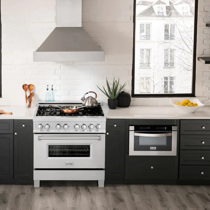 ZLINE 36 in. Professional Gas Burner/Electric Oven in DuraSnow® Stainless with DuraSnow® Stainless Door