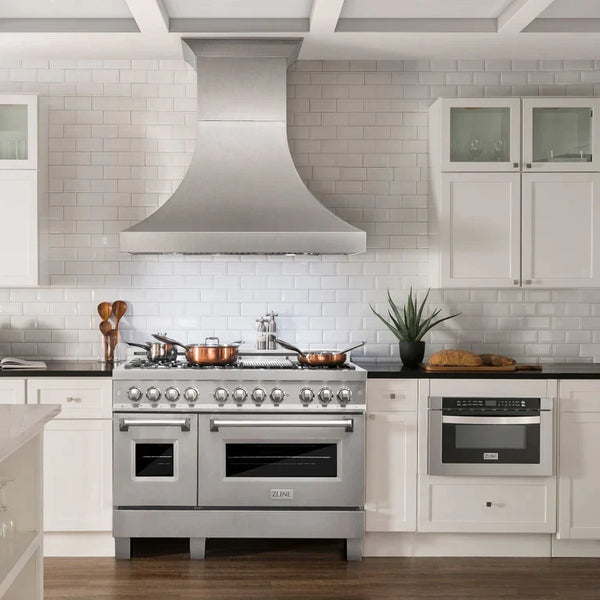 ZLINE 48" Kitchen Package with DuraSnow® Stainless Dual Fuel Range, Ducted Vent Range Hood and Tall Tub Dishwasher 4