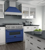 ZLINE 36 in. Professional Gas Burner/Electric Oven in DuraSnow® Stainless with Blue Gloss Door 7