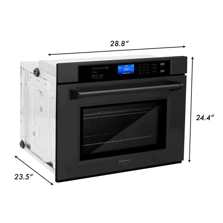 ZLINE Kitchen Package with 36" Black Stainless Steel Rangetop and 30" Single Wall Oven 13