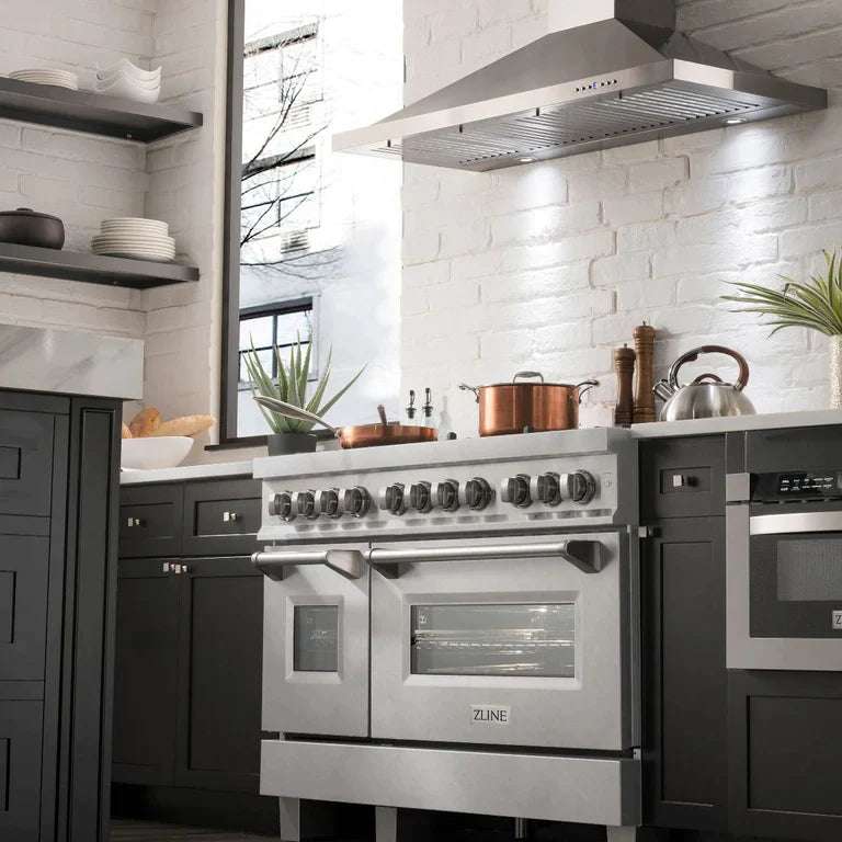 ZLINE 48 in. Professional Gas Burner/Electric Oven in DuraSnow® Stainless with 6.0 cu.ft. Oven