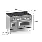 ZLINE 48 in. Professional Gas Burner/Electric Oven Stainless Steel 6.0 cu.ft. 7 Range - White Matte Door 5