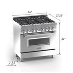 ZLINE 36 in. Professional Gas Burner/Electric Oven in DuraSnow® Stainless with White Matte Door12